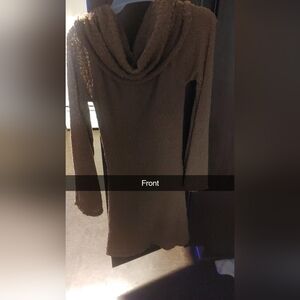 Elegant Brown Cowl Neck Sweater Dress